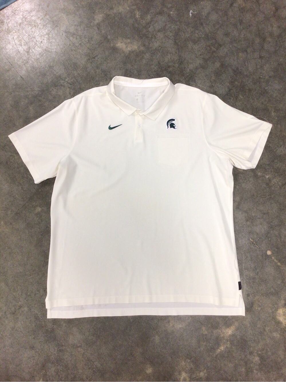 Nike Dri-Fit Michigan State Spartans Men's Cream Polo Short Sleeve Size XXL